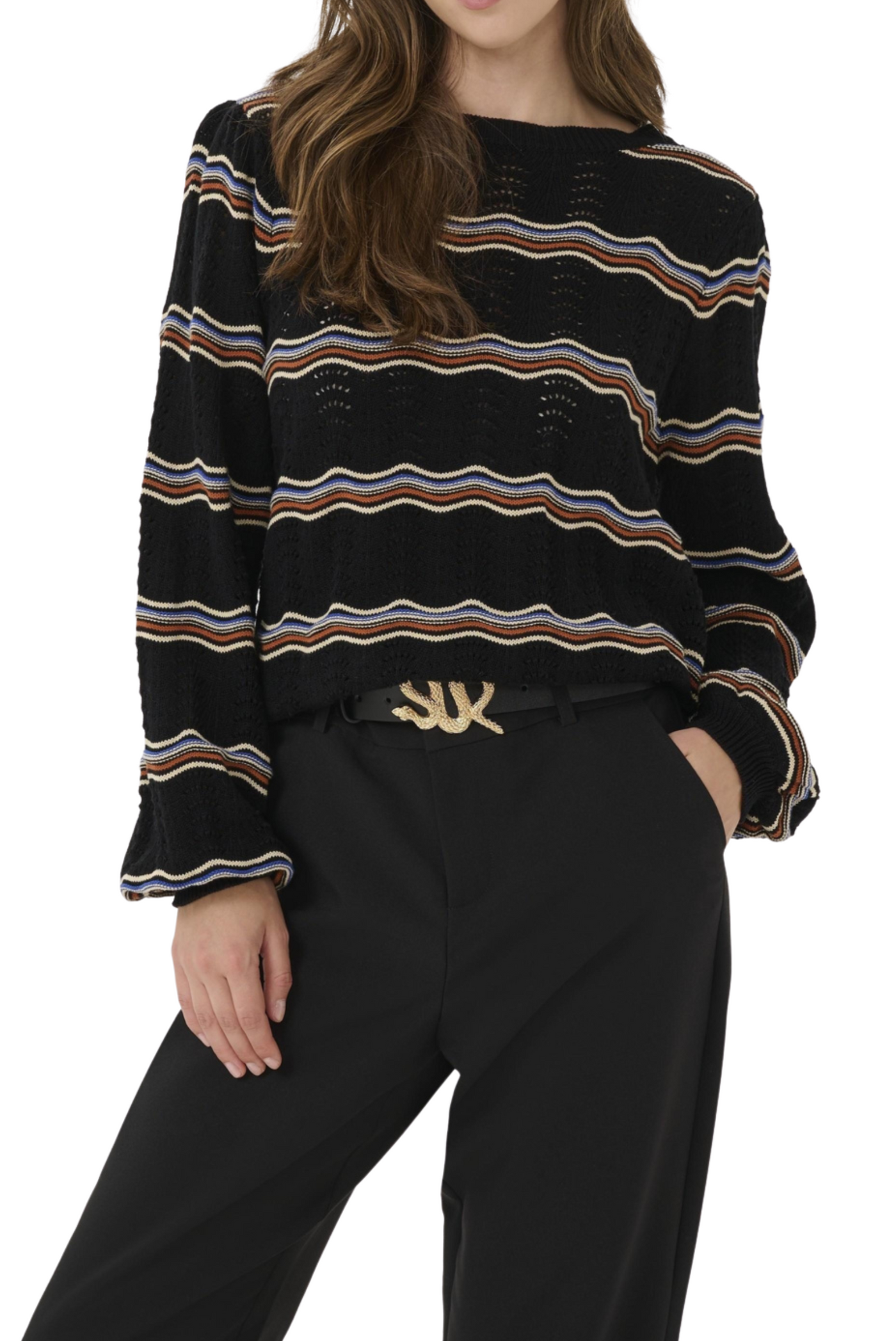 Wavy Knit Pullover