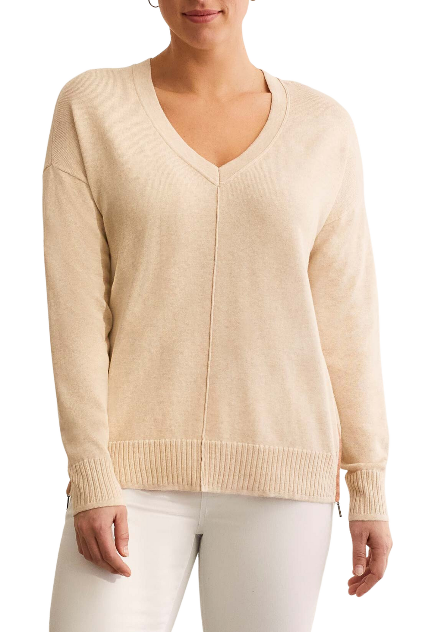 Longsleeve V-Neck Sweater w/Zipper