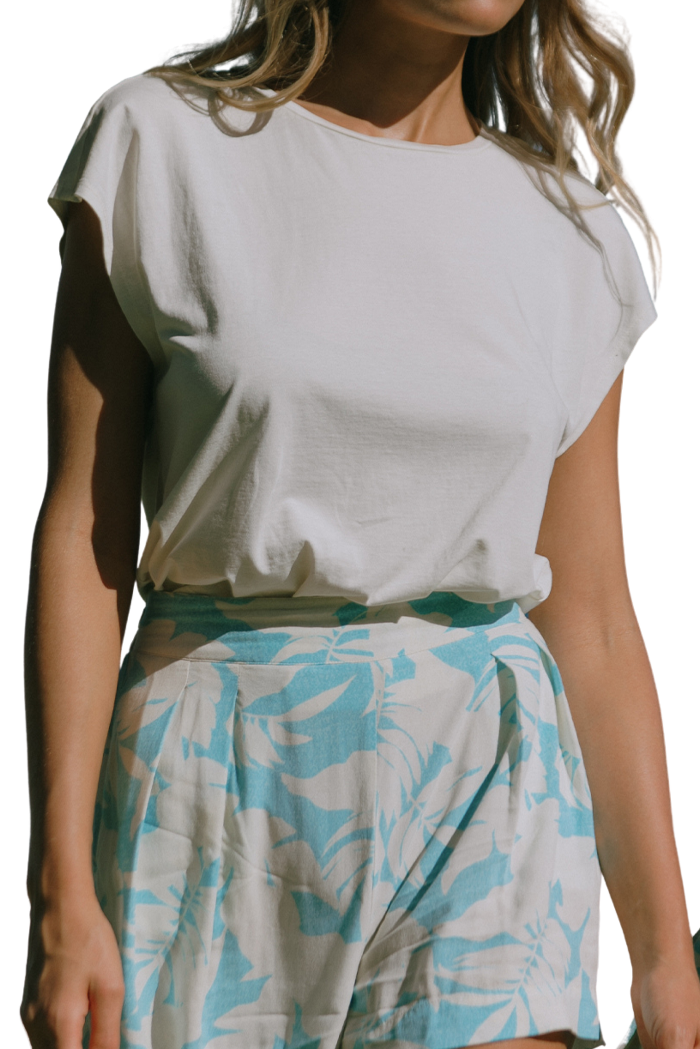 Cap-Sleeve Crewneck Top