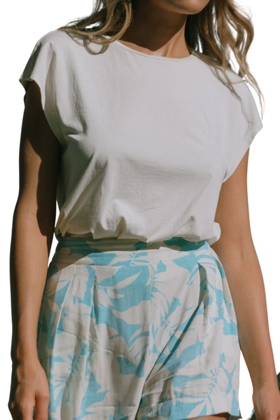 Cap-Sleeve Crewneck Top