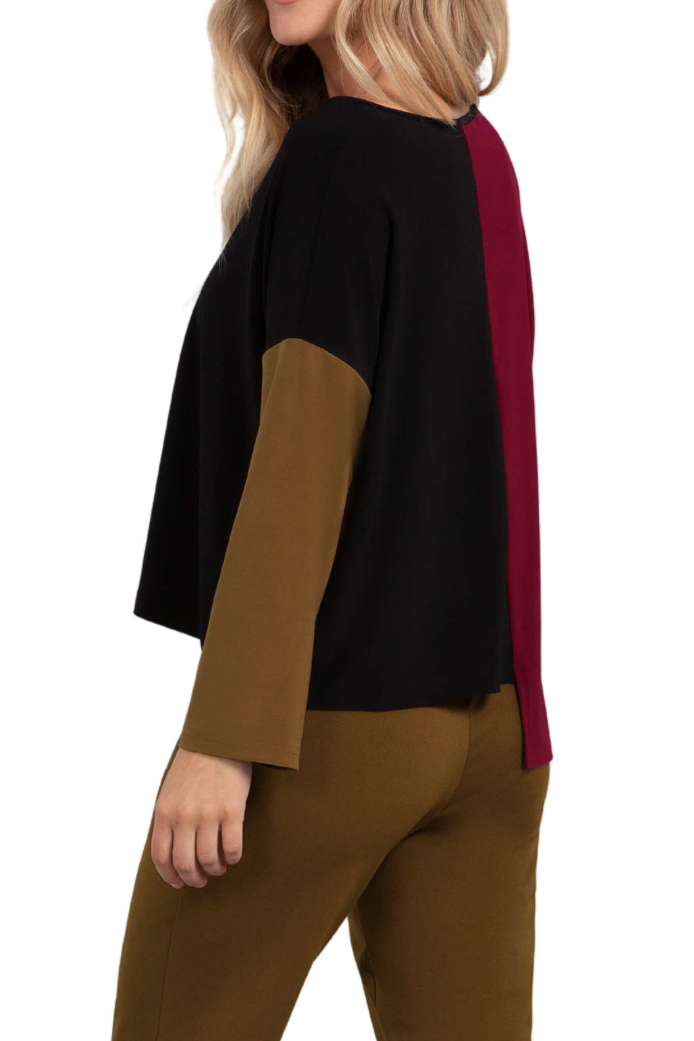 Colour Block Etch V-Neck Top