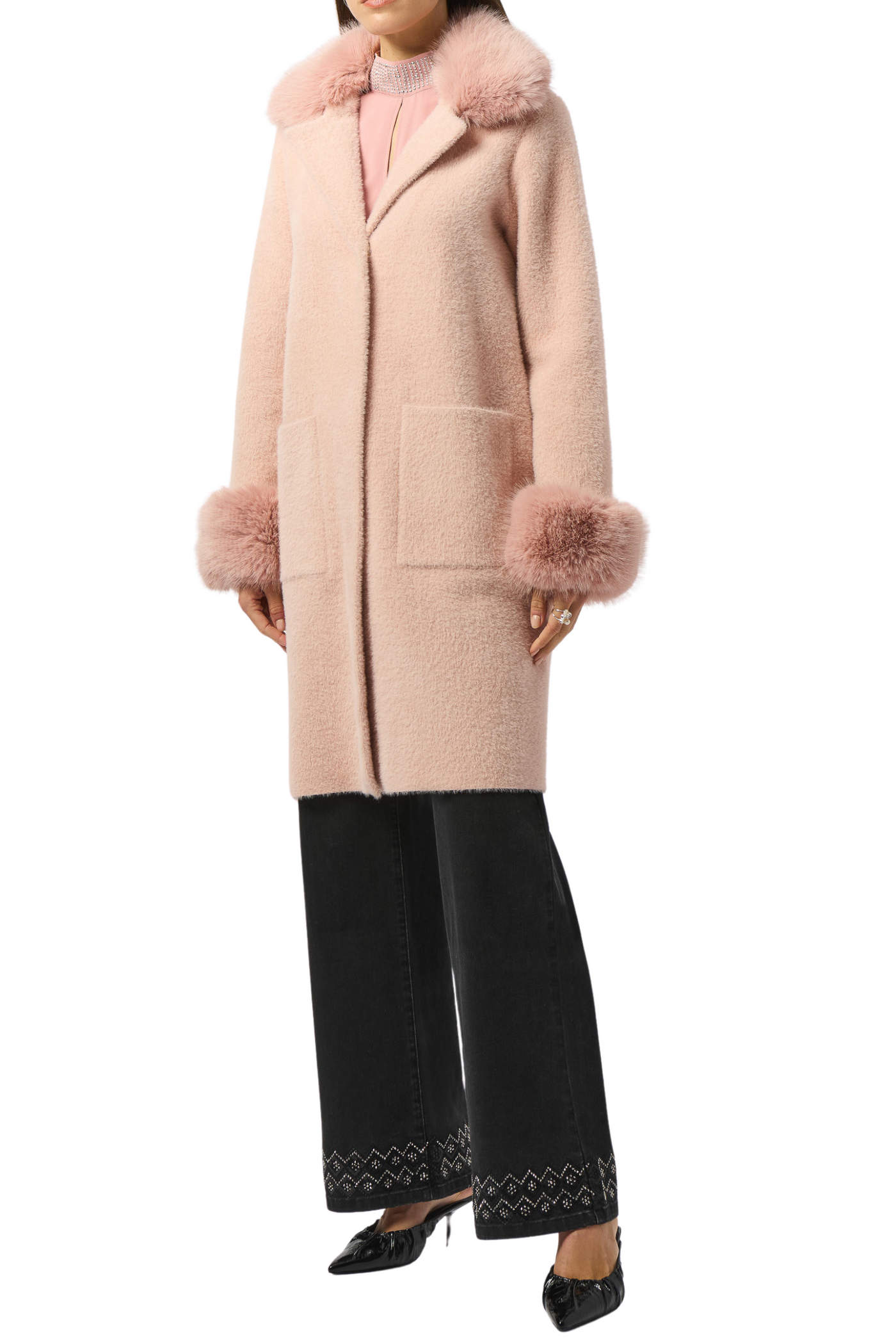 Faux Fur Sweater Coat