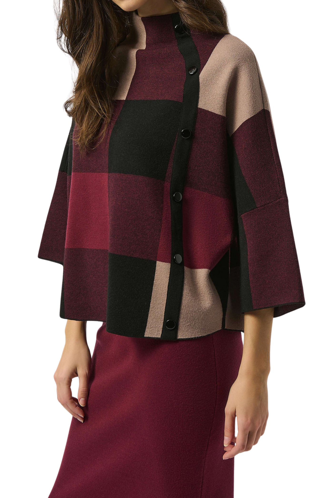 Plaid Jacquard Sweater Knit Top