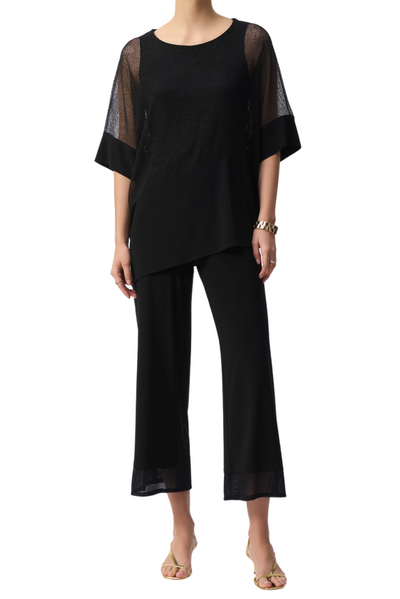 Mesh And Silky Knit Cocoon Top