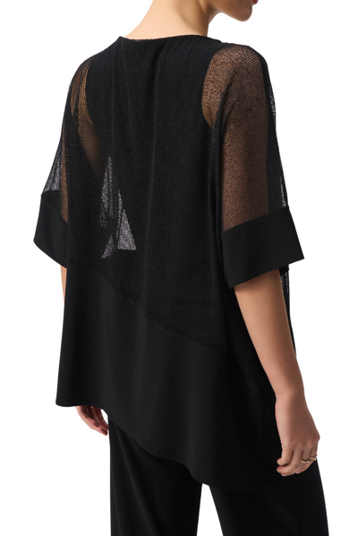 Mesh And Silky Knit Cocoon Top
