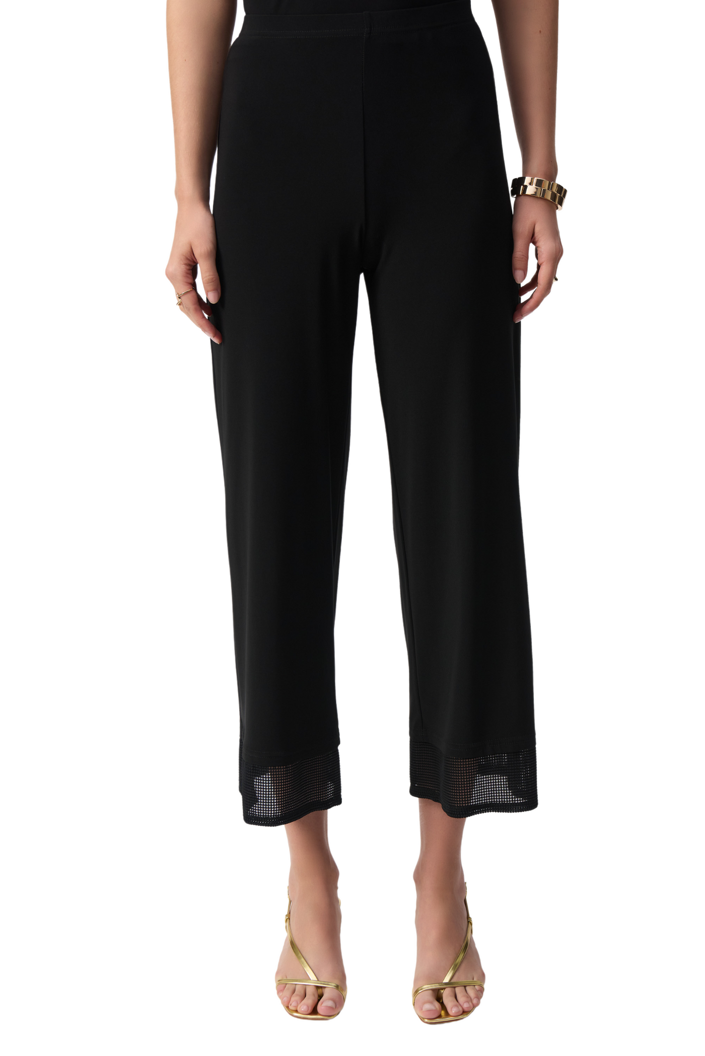 Silky Knit Culotte Pants With Mesh Detail