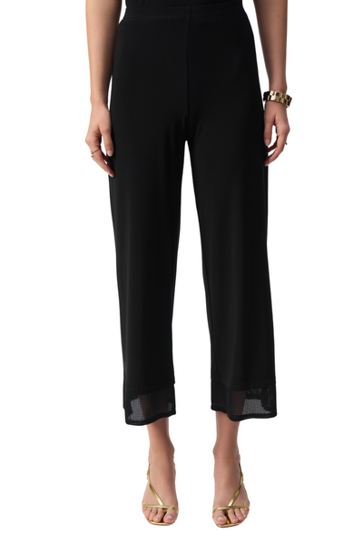 Silky Knit Culotte Pants With Mesh Detail