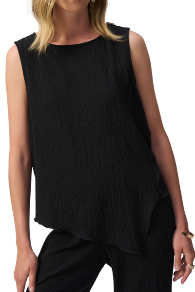 Seersucker Asymmetrical Sleeveless Top