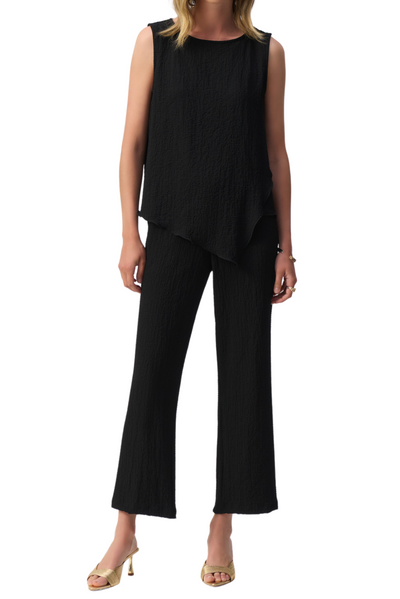 Seersucker Asymmetrical Sleeveless Top