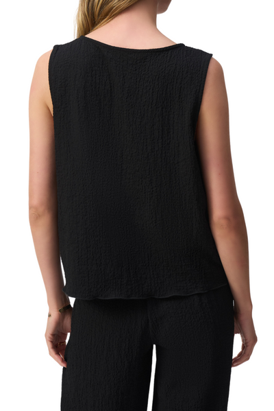 Seersucker Asymmetrical Sleeveless Top
