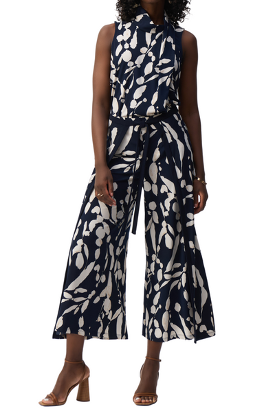Silky Knit Abstract Print Wide Leg Pants