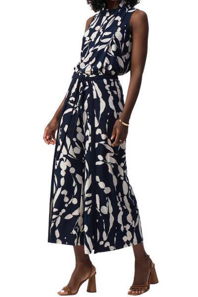 Silky Knit Abstract Print Wide Leg Pants