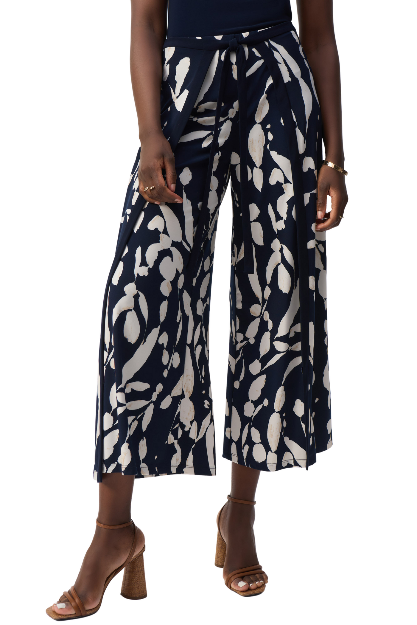 Silky Knit Abstract Print Wide Leg Pants
