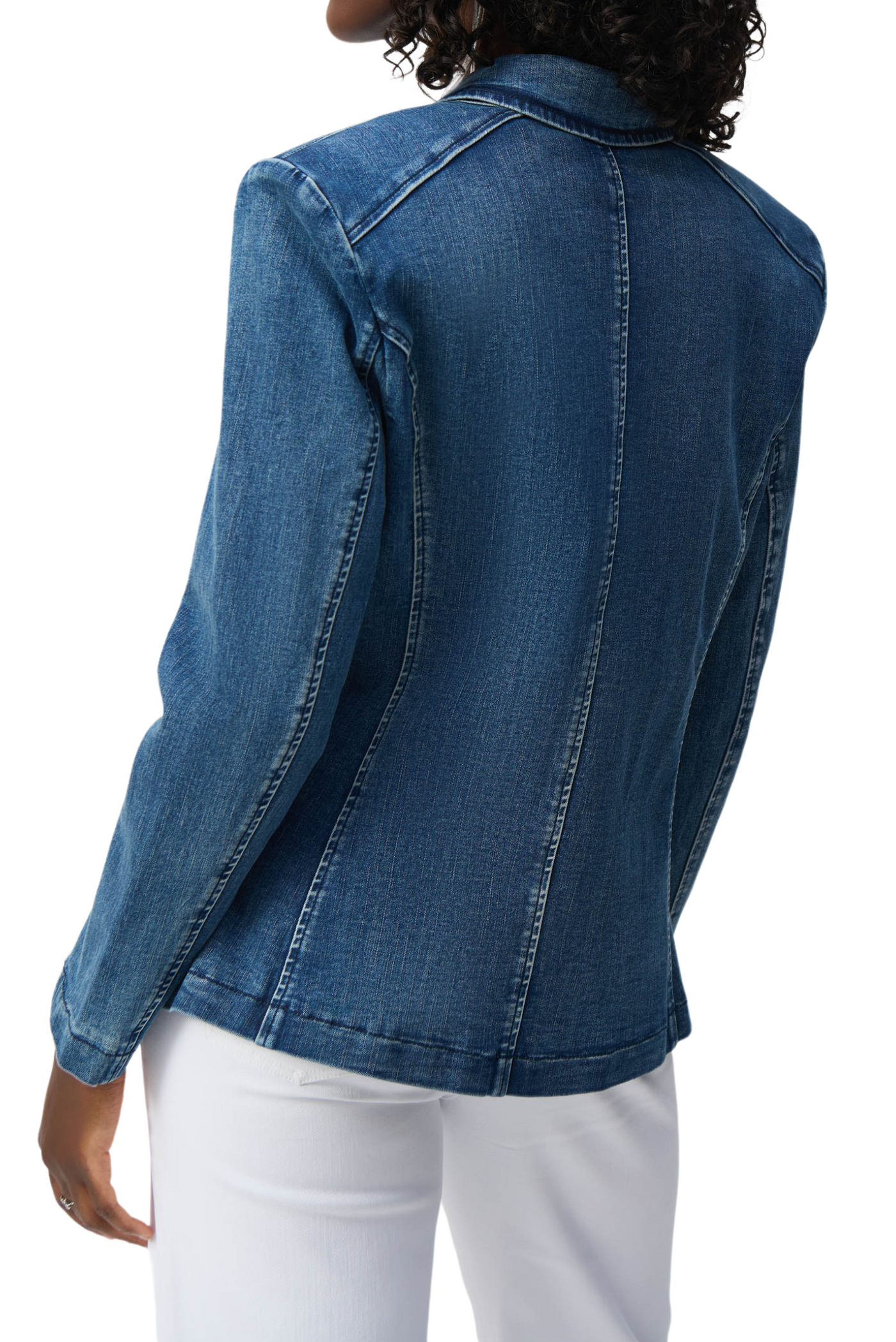Stretch Denim Double-Breasted Blazer