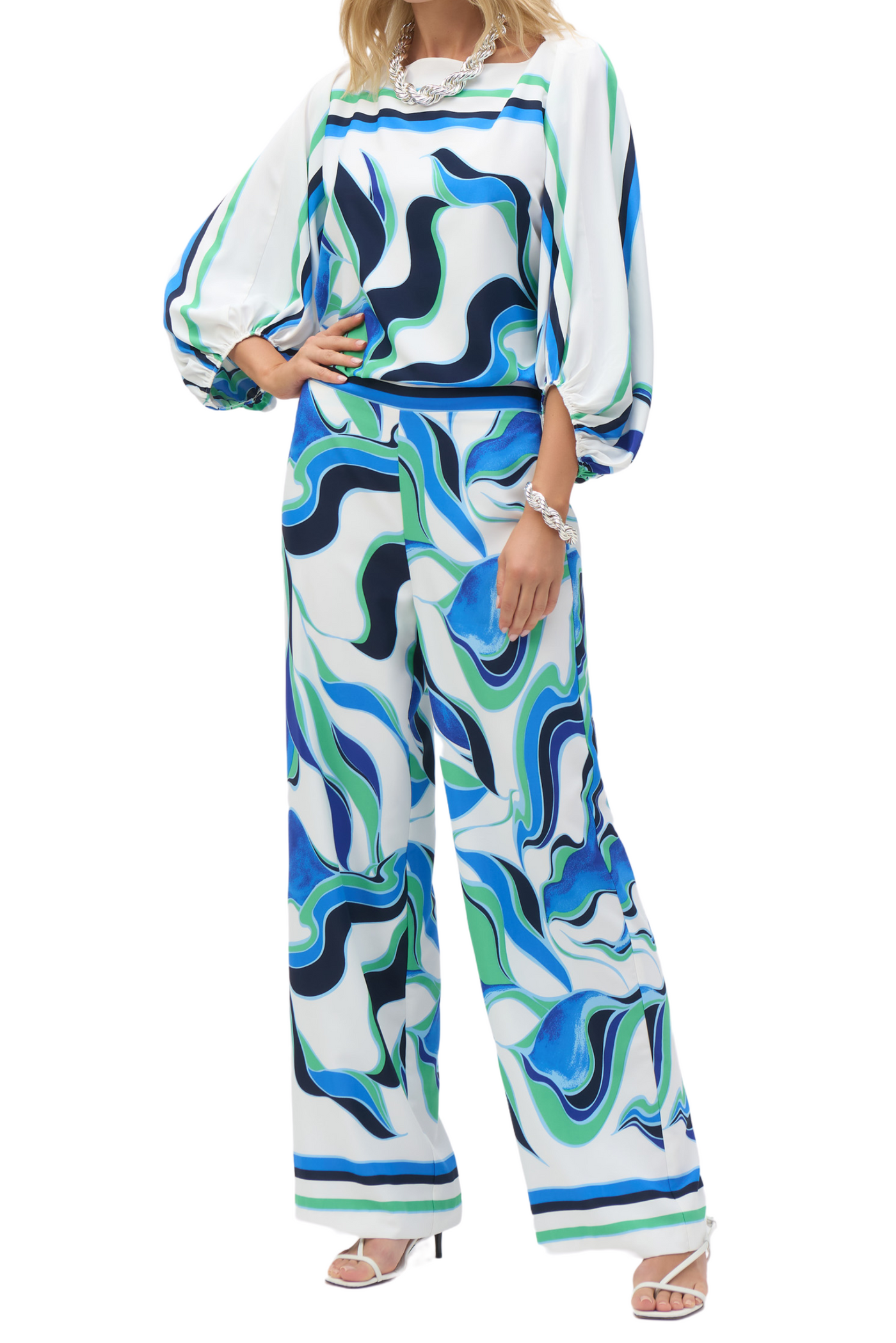 Woven Abstract Print Boxy Top