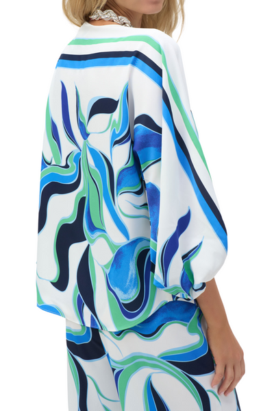 Woven Abstract Print Boxy Top