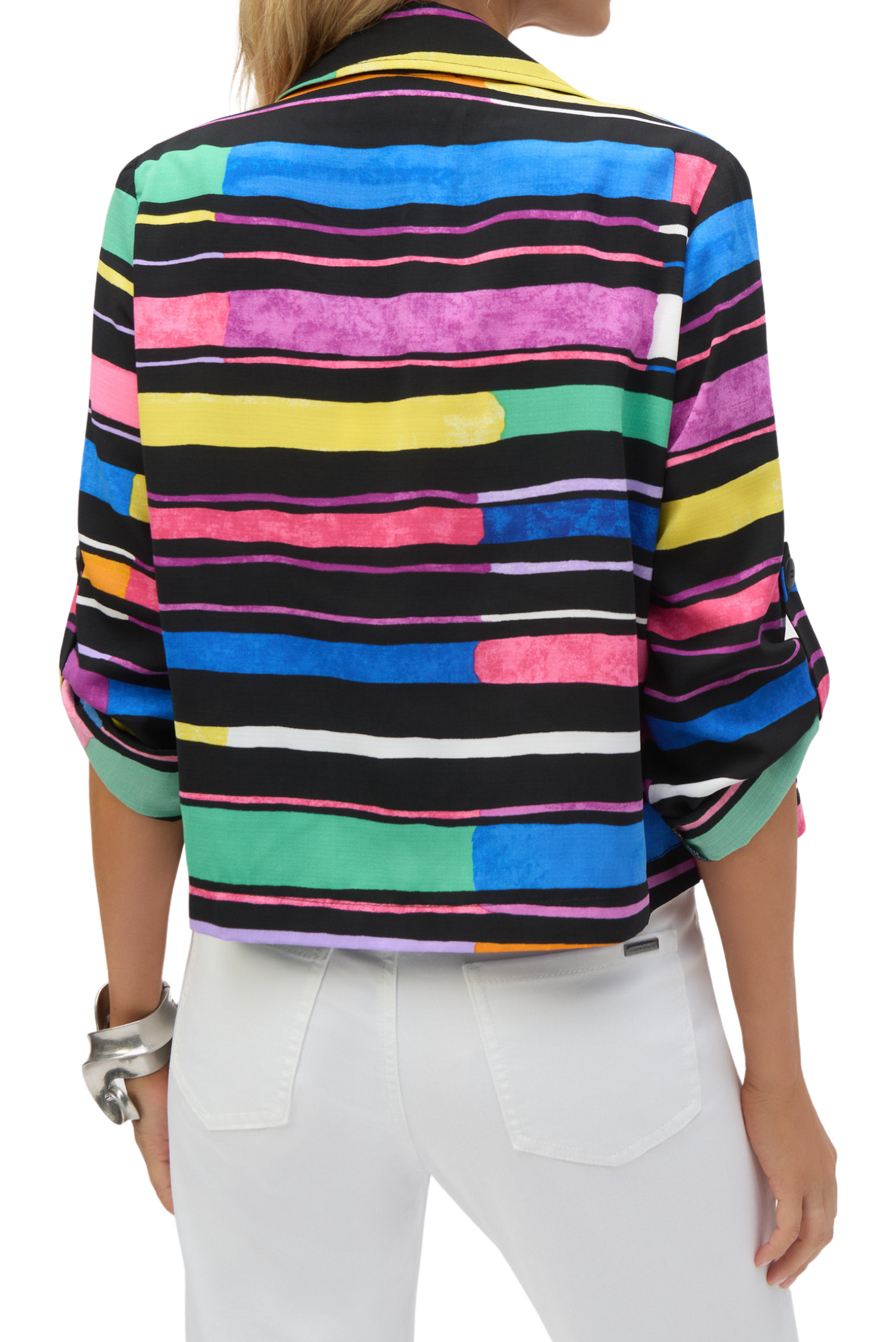 Stripe Print Boxy Blazer