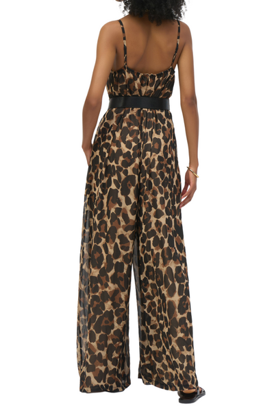 Chiffon Animal Print Wide Leg Jumpsuit