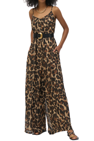 Chiffon Animal Print Wide Leg Jumpsuit