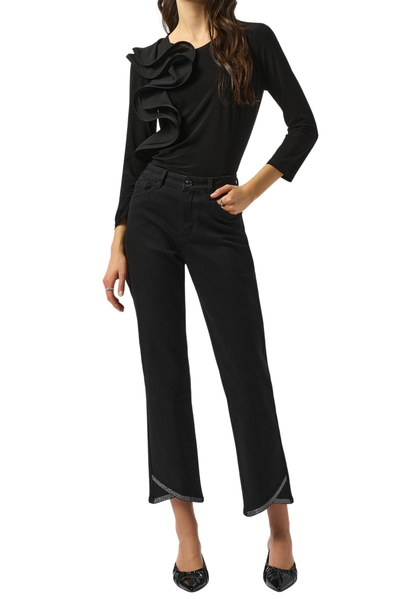 Silky Knit Fitted Ruffled Top