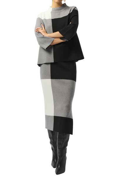 Jacquard Sweater Colour Block Skirt