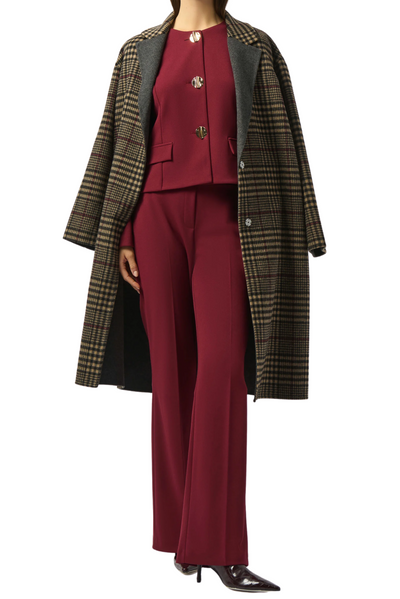 Wool Blend Plaid Double-Faced Coat
