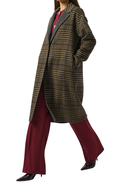 Wool Blend Plaid Double-Faced Coat