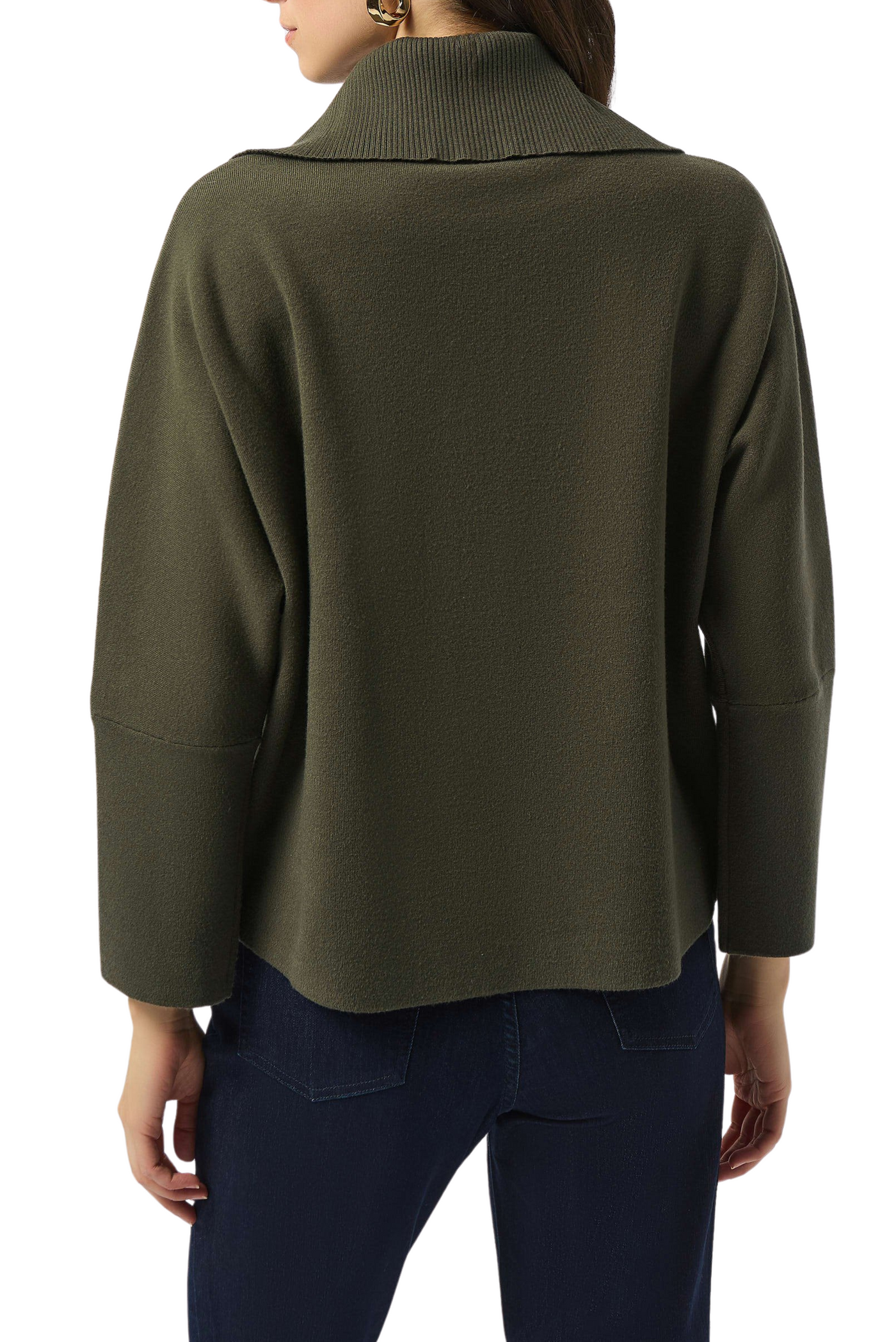 Sweater Knit Boxy Pullover With Zipped Collar