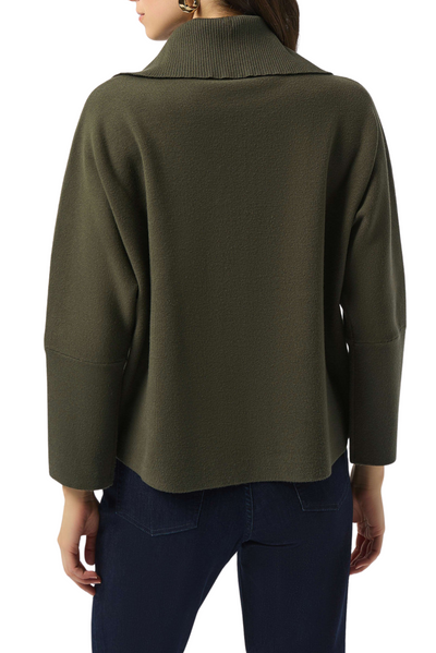 Sweater Knit Boxy Pullover With Zipped Collar