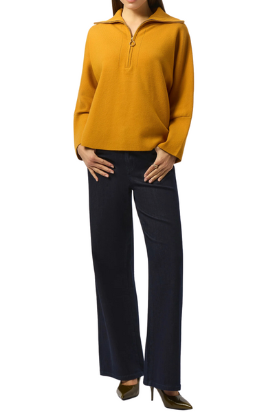 Sweater Knit Boxy Pullover With Zipped Collar