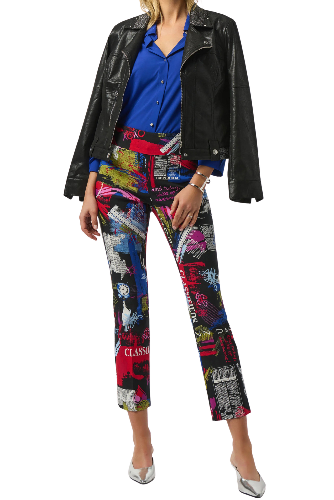 Foiled Faux Suede Fitted Jacket