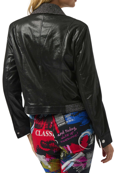 Foiled Faux Suede Fitted Jacket