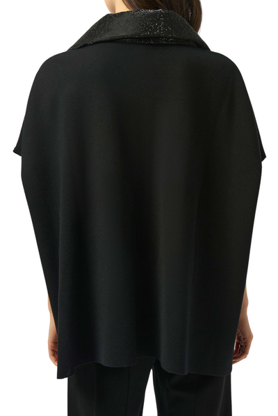Faux Leather Trimmed Poncho