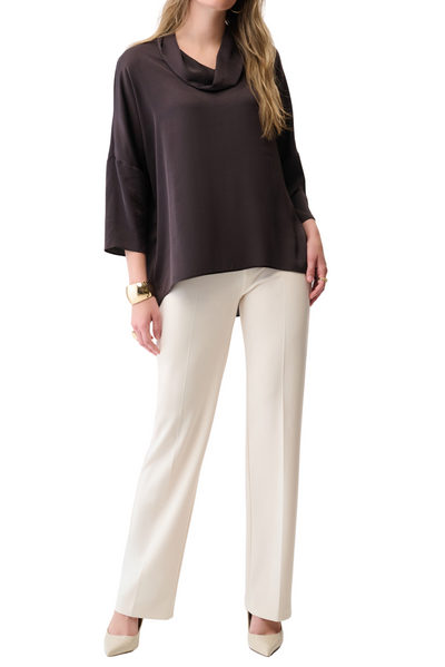 Recycled Satin Boxy Tunic with Cowl Collar