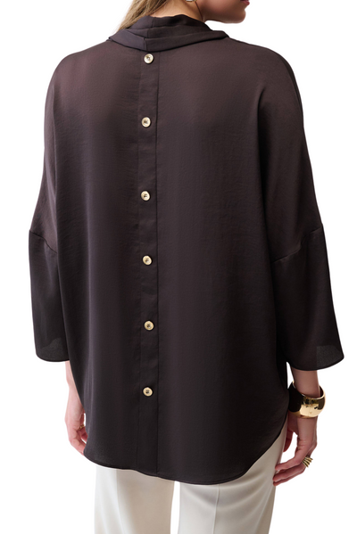Recycled Satin Boxy Tunic with Cowl Collar