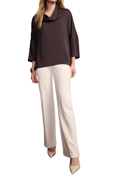 Recycled Satin Boxy Tunic with Cowl Collar