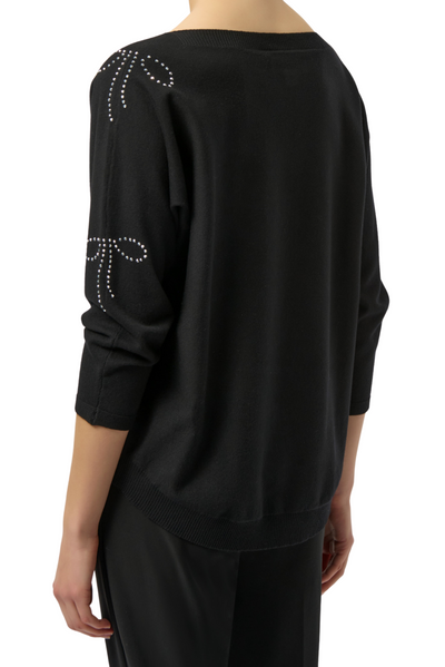 Sweater Knit Pullover with Iron-On Bow Detail
