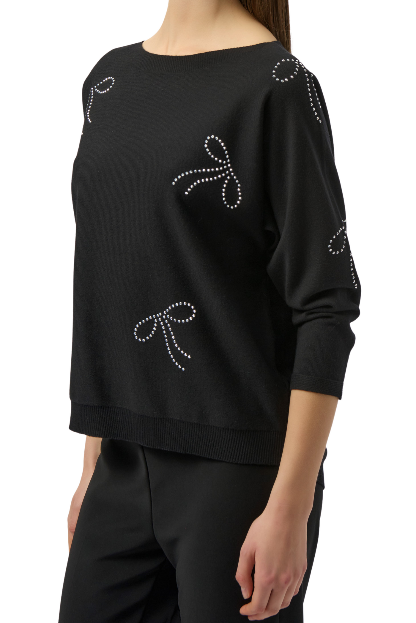 Sweater Knit Pullover with Iron-On Bow Detail