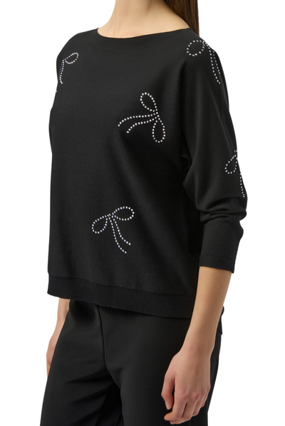 Sweater Knit Pullover with Iron-On Bow Detail
