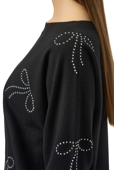 Sweater Knit Pullover with Iron-On Bow Detail
