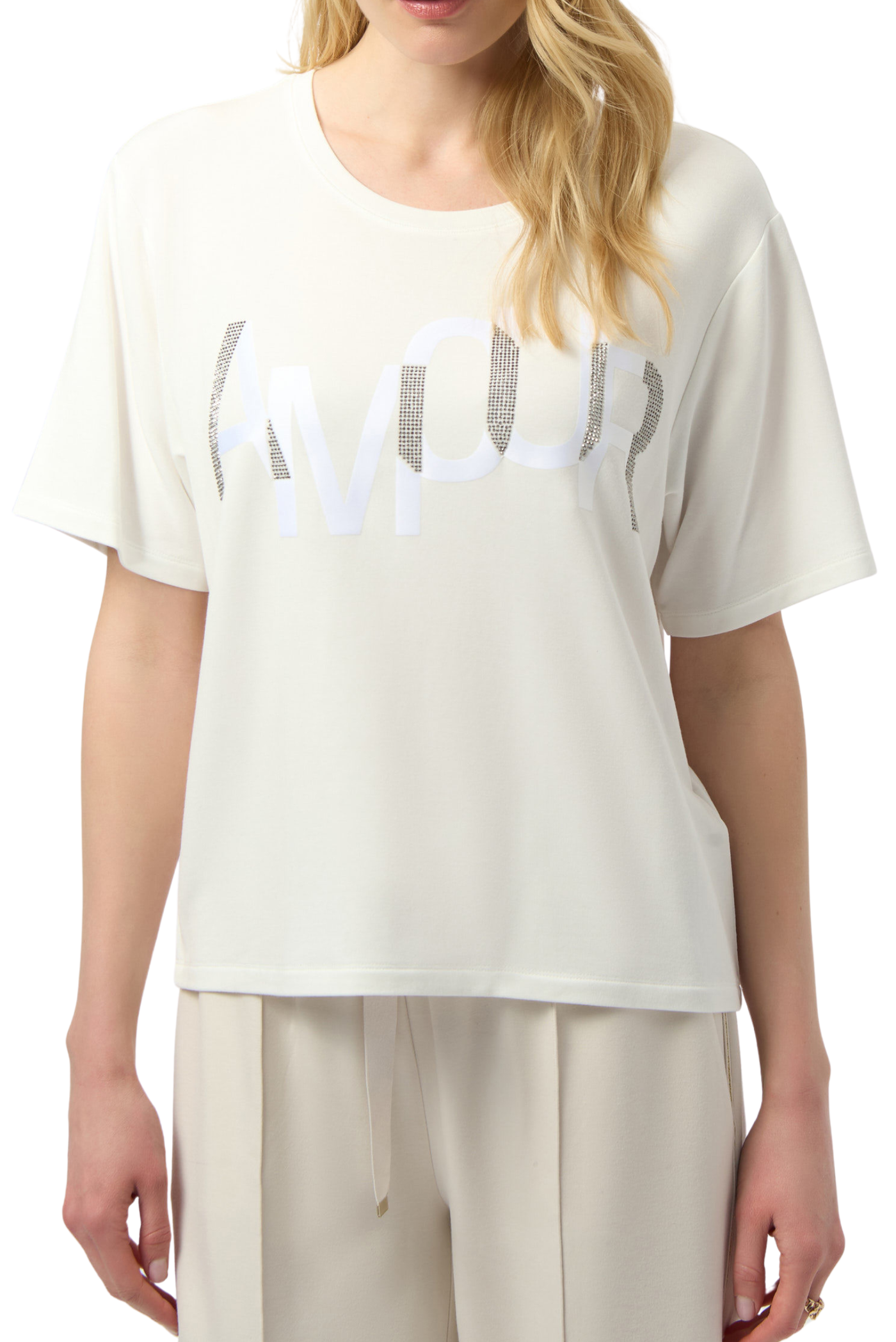 Amour Knit T-Shirt with Rhinestone Detail