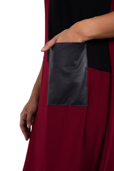 Colour Block Patch Pocket 3/4 Sleeve Dress