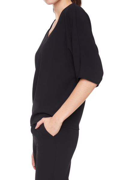 Solid Vegan Silk V-Neck T-Shirt