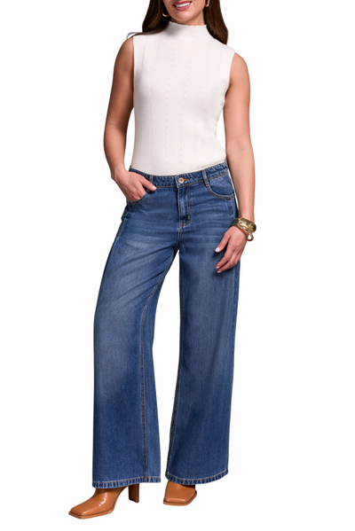 Audrey Pleated Wide Leg Jeans