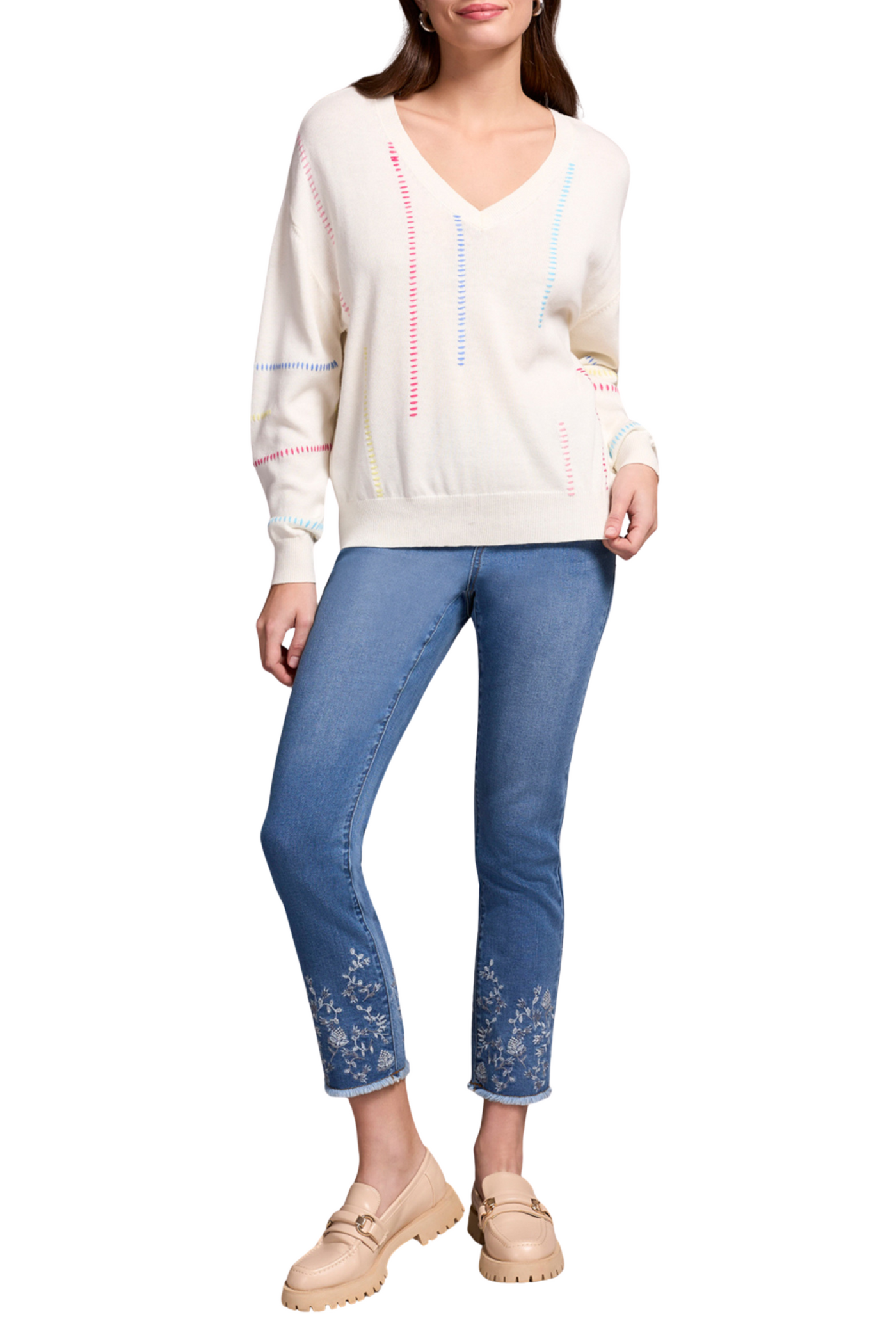 Stitching V-Neck Sweater