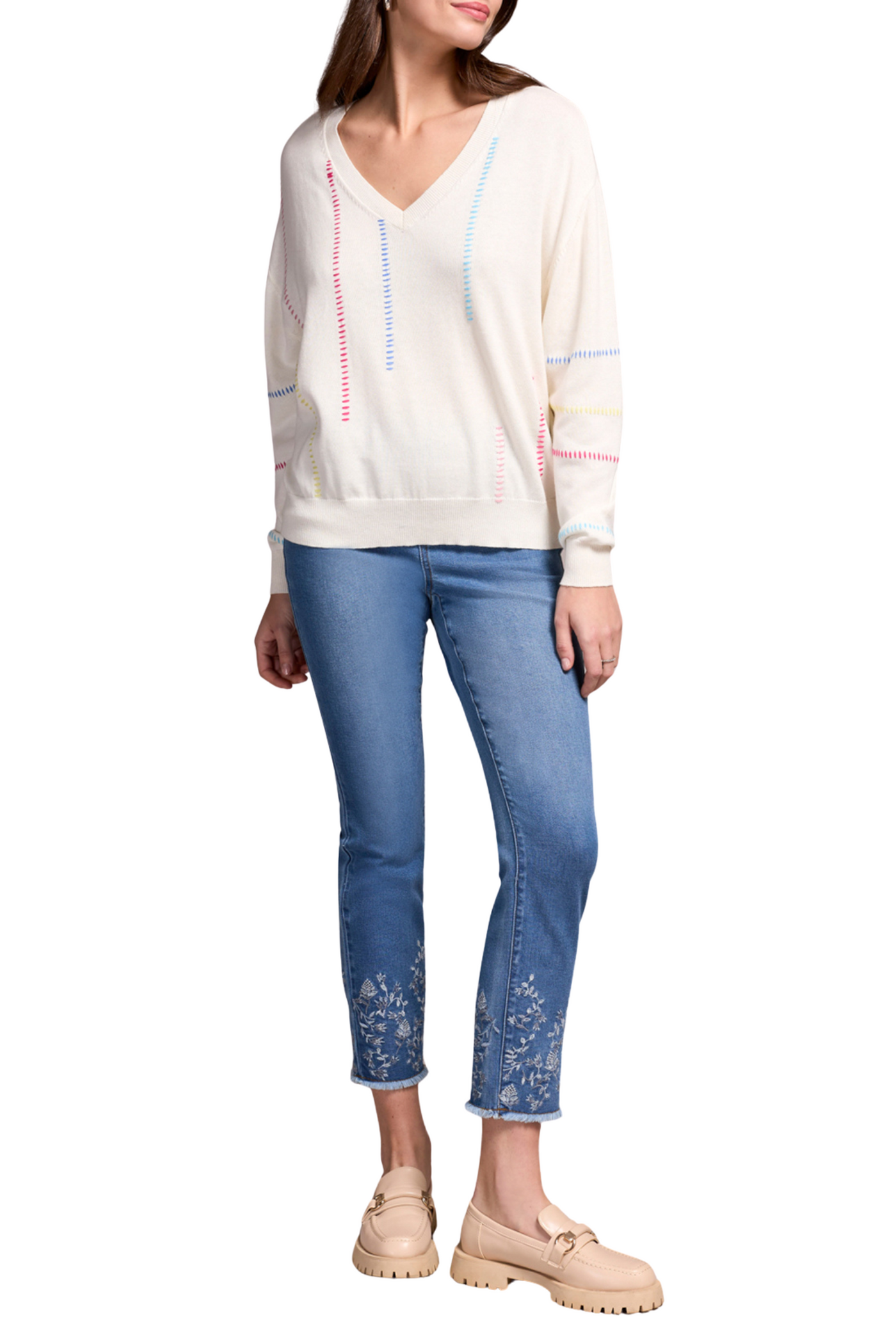 Stitching V-Neck Sweater