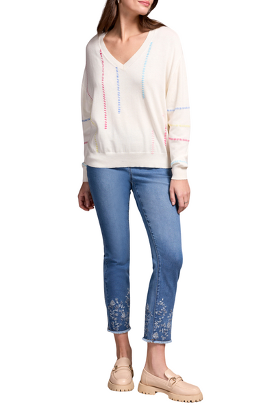 Stitching V-Neck Sweater
