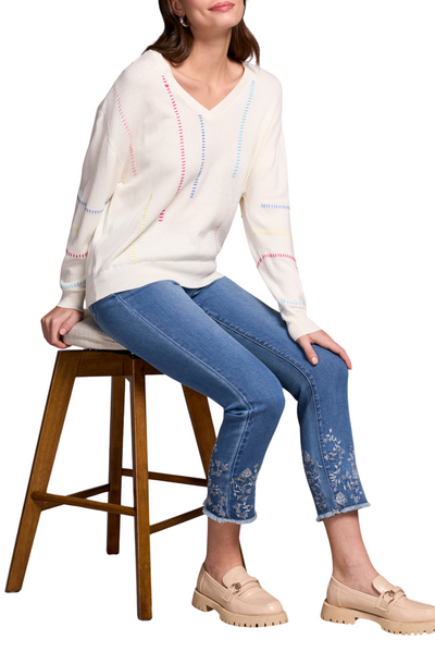 Stitching V-Neck Sweater