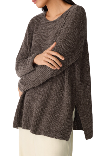 Chenille Blend Jewel Neck Top