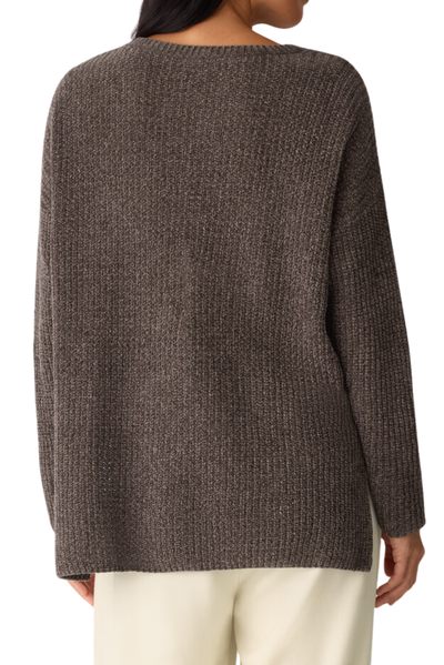 Chenille Blend Jewel Neck Top